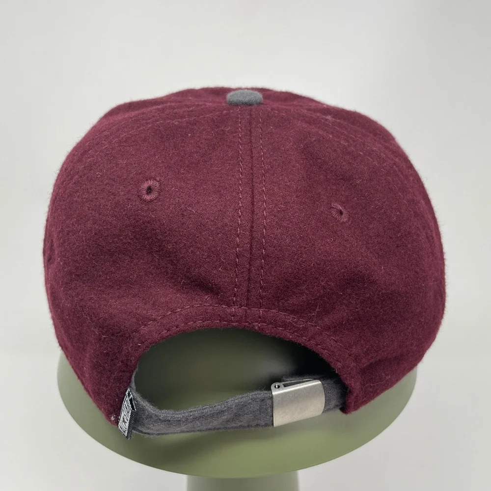 Converse All Star Wool Blend Strapback Hat Maroon Grey Chenille C Patch OSFM